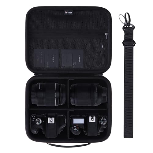 Medium Camera Case Bag for Canon/Sony/Nikon Camera and Multiple Lens Black | Hard Travel Carrying Case Bag for Canon/Sony/Nikon DSLR SLR Mirrorless Camera and Multiple Lens with 3 Dividers - color: Black, size: Medium