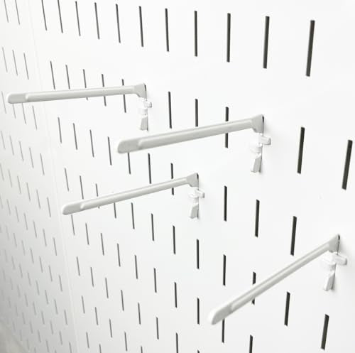 Wall Control Paint Brush Hook and Thread Spool Holder Storage Organizer Pegs Metal Pegboard - (4) Pack of Narrow 3.5-Inch Reach Slotted Peg Hooks for Paint Brushes and Spools (White) - color: White