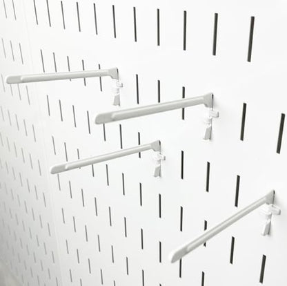 Wall Control Paint Brush Hook and Thread Spool Holder Storage Organizer Pegs Metal Pegboard - (4) Pack of Narrow 3.5-Inch Reach Slotted Peg Hooks for Paint Brushes and Spools (White) - color: White
