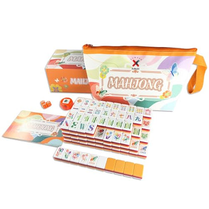 American Mahjong Gradient Design Set 1.2-inch 160 Acrylic High-Grade Four Layer Orange Mah-Jongg Tiles - color: Orange