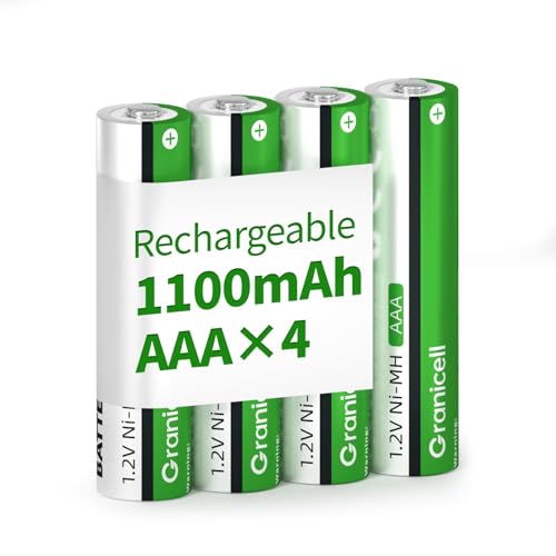 Granicell AAA Rechargeable Batteries 1100 mAh High Capacity 1300 Cycle,1.2V NiMH Low Self Discharge Triple AAA Battery,4 Pack - style: AAA-4