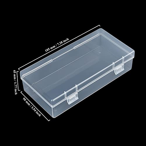 6 Pack Rectangular Clear Plastic Storage Containers | 7.28 x 3.54 x 1.77 inch, Hinged Lid, For Beads and Small Craft Items - size: 7.28 x 3.54 x 1.77 inch
