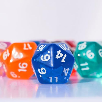 10PC D20 Polyhedral Dice Set 22mm for DND RPG MTG Table Games (Transparent Dice) - color: Transparent Dice