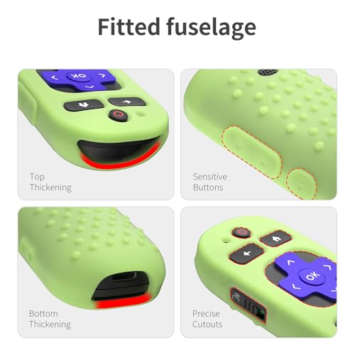 Silicone Cover for Roku Voice Remote Pro 2nd Ed. Roku Remote Control RCB1R Protective Silicone Case Sleeve Shockproof Skin with Lanyard (Luminous Green) - color: luminous green