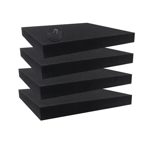 KYHSOM 4 Pack Pick and Pluck Foam 16x12x2 Inch - Pre-Cubed Cell Polyurethane Sheets for Tool Box, Camera, Craft and Protective Case Liner Organizer