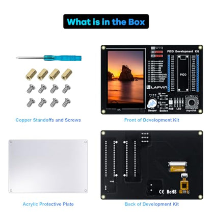 LAFVIN PICO Development Kit for Raspberry Pi Pico 2/2W/1/1W, 3.5" 320×480 Capacitive Touch Screen, Mini PSP Joystick, Plug-and-Play No Soldering, 40PIN GPIO Expansion Board