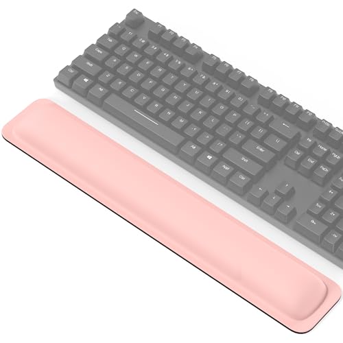 TECKNET Wrist Rest for Computer Keyboard Ergonomic, 1 in Thick, 17x3.3 in | Thicken Memory Foam, Typing Pain Relief, Wrist Support Pad for Keyboard, Comfort for Home/Office/Work, Anti-Slip Rubber Base - color: Pink