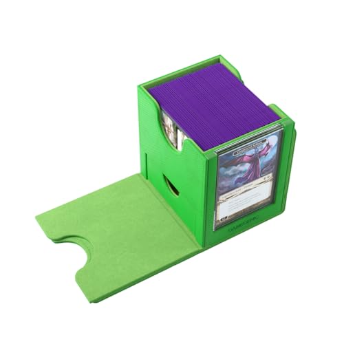 Gamegenic Sidekick Pro 100+ XL Convertible - Premium Deck Box with Secure Card Storage, UV Protected Slide Card Case, Display Top Card, Extra Token Drawer, Magnetic Closure, Green Color, Made - color: Green