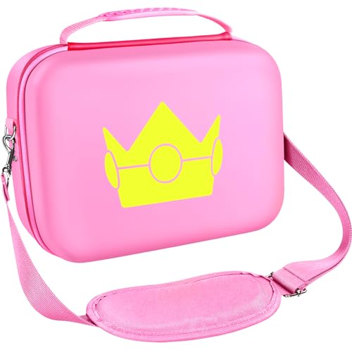 ivoler Carrying Storage Case for Nintendo Switch/For Switch OLED Model (2021),Portable Travel All Protective Hard Messenger Bag Soft Lining 18 Games for Switch Console Pro Controller Pink - color: Pink, size: 6.2''/7.0''