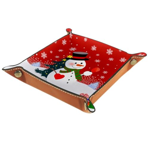 Christmas Snowman Dice Tray Folding Square PU Leather Dice Rolling Tray | Portable Dice Trays for Dice Games Like RPG, DND and Other Table Games, Folded 4.5x4.5x1.2inch - color: Christmas Snowman Snowflake