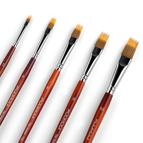 5pcs Dual-Layer Grainer Brush Set- Fuumuui Professional Synthetic Flat Comb Brushes for Unique Texture Painting Perfect for Artists Acrylic, Watercolor and Oil - color: Red