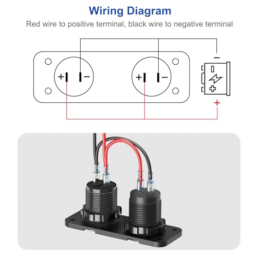 12V USB Outlet Marine Switch Panel 12 Volt Plug, PD3.0 & Dual Quick Charge 3.0 USB Ports Aluminum Car Charger with Power Switch, Waterproof 150W Cigarette Lighter Socket 2 in 1 DIY Kit for Boat RV ATV - color: Charger+Socket