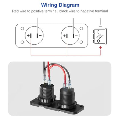 12V USB Outlet Marine Switch Panel 12 Volt Plug, PD3.0 & Dual Quick Charge 3.0 USB Ports Aluminum Car Charger with Power Switch, Waterproof 150W Cigarette Lighter Socket 2 in 1 DIY Kit for Boat RV ATV - color: Charger+Socket