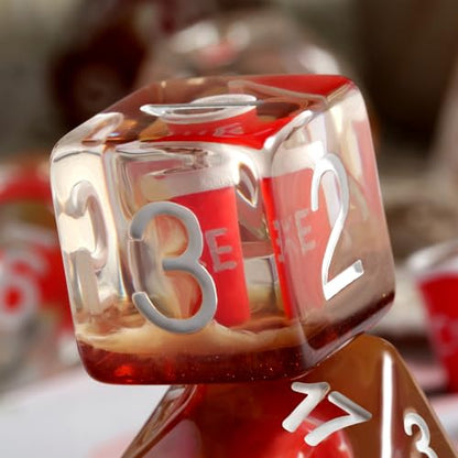 Cola DND Dice, DNDND 7PCS Resin DND Dice Set with Velvet Bag for D&D Role Playing Games and Tabletop Games（Cola - color: Cola