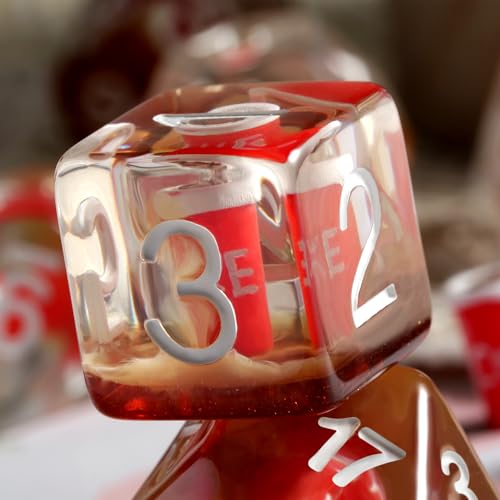 Cola DND Dice, DNDND 7PCS Resin DND Dice Set with Velvet Bag for D&D Role Playing Games and Tabletop Games（Cola - color: Cola