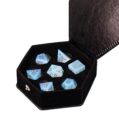 UDIXI Opal Stone DND Dice Set Gemstone Dice Set D&D for RPG Tabletop Games | Natural Stone, Premium Gift Box, DM Gift, for Dungeons and Dragons Role Playing Games - color: Opal- Beast