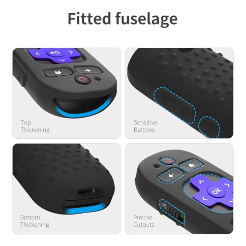 Silicone Cover for Voice Remote Pro 2nd Ed. Remote Control RCB1R Protective Silicone Case Sleeve Shockproof Skin for Remote with Lanyard (Black) - color: black