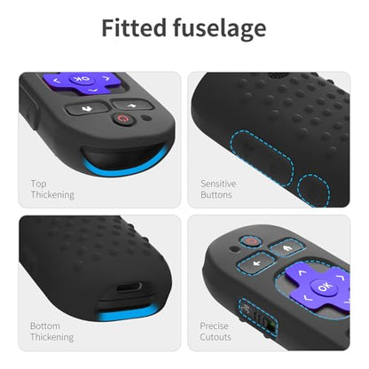 Silicone Cover for Voice Remote Pro 2nd Ed. Remote Control RCB1R Protective Silicone Case Sleeve Shockproof Skin for Remote with Lanyard (Black) - color: black