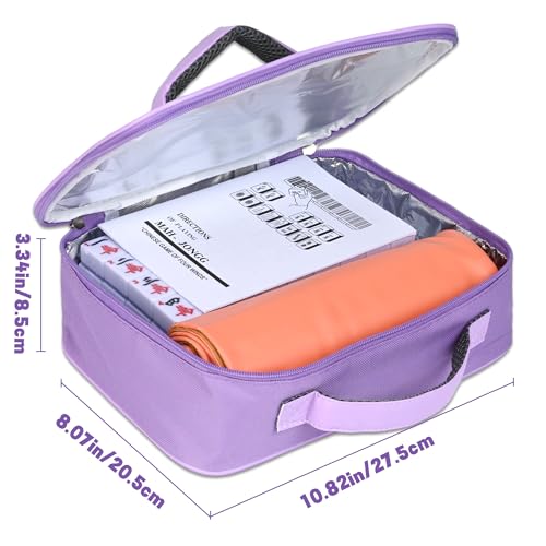 Chinese Small Mahjong Set, 144 Numbered Melamine 1.17" Size Tiles(Purple) and 8 Blank Tiles, with Carrying Travel Bag, English Instruction, Mahjong Mat, Pro Complete Mahjongg Game Set (Majiang) - color: Purple, size: 1.17 in