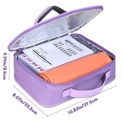 Chinese Small Mahjong Set, 144 Numbered Melamine 1.17" Size Tiles(Purple) and 8 Blank Tiles, with Carrying Travel Bag, English Instruction, Mahjong Mat, Pro Complete Mahjongg Game Set (Majiang) - color: Purple, size: 1.17 in