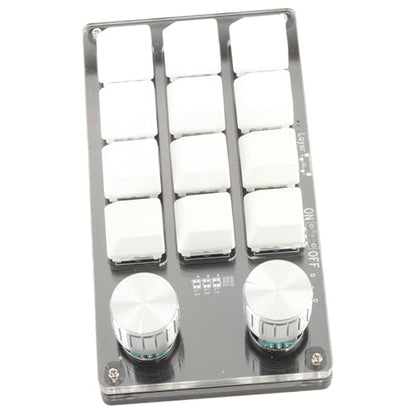 One Handed Macro Mechanical Keyboard, 12 Key Mini Keyboard | Programmable Macro Keyboard, Usb-C Portable Mini Keypad For Office, Cad, Obs, Music Daw, Computer Accessories - color: Black White