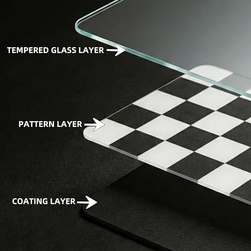 XVX Tempered Glass Gaming Mouse Pad - Ultra-Smooth Micro-Etched Hard Surface for Esports & FPS Games, 16.14"×12.20" Large Checkerboard Mousepad, Durable & Easy to Clean for Gamers/Designers - color: Black