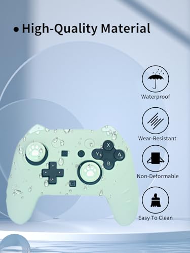 Case for Nintendo Switch 2 Pro Controller,UYRUREL Premium Sillence Material,Shock-Absorbing and Anti Drop Protection Soft Shell,with Stickers and Thumb Grips,Green. - color: Green