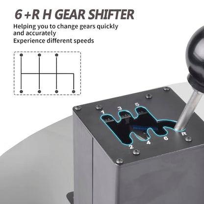 CNRAQR PC USB Racing Game Simulator Shifter with Desk/Chair Mount Bracket Plate Compatible with LO GITECH G29 G27 G25 G920,T300RS/GT 6+R - color: 6R+Plate