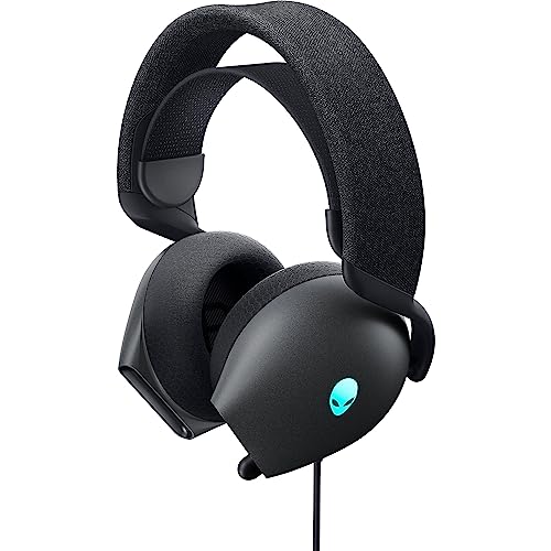 Alienware Wired Gaming Headset AW520H | Hi‑Res Audio 20‑40kHz, Memory Foam Breathable Earpads, Dark Side of the Moon, Retractable Mic, 3.5 mm to USB Adapter - color: Dark Side of the Moon