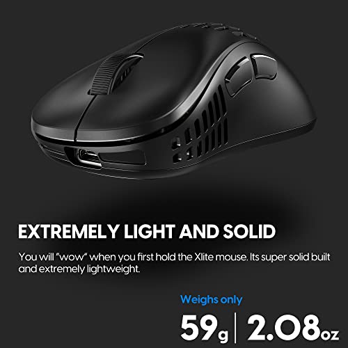Pulsar Gaming Gears - Xlite v2 Wireless Gaming Mouse, Ultra Lightweight 2.1 oz (59 g), Ergonomic, 2.4 Ghz 1 ms 20000 DPI Optical Sensor PAW3370 Domestic Genuine Product (Medium, Wireless, Black) - color: Black, size: Medium, style: Xlite V2