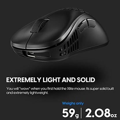 Pulsar Gaming Gears - Xlite v2 Wireless Gaming Mouse, Ultra Lightweight 2.1 oz (59 g), Ergonomic, 2.4 Ghz 1 ms 20000 DPI Optical Sensor PAW3370 Domestic Genuine Product (Medium, Wireless, Black) - color: Black, size: Medium, style: Xlite V2