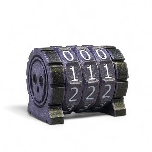 Life Counter Health Tracker for Board Games, TTRPGs, and Card Games with Skull Symbol, Compatible with MTG, 3 Purple Wheels with White Numbers - color: 3 Purple Rings+white Numbers