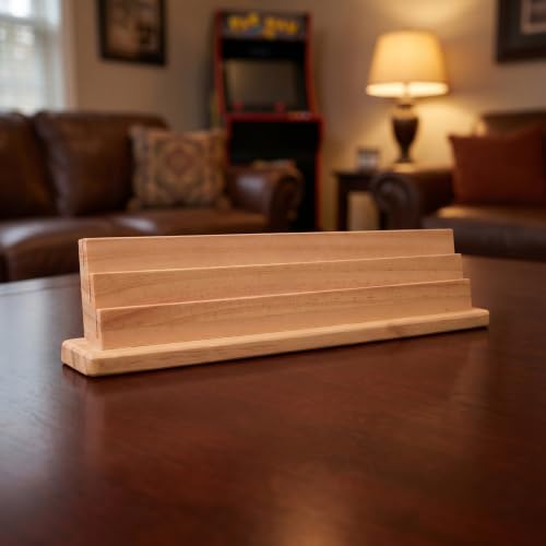 Ipetboom Wooden Playing Card Holder Tray Space-Saving Display with Natural Wood Grain for Evenings and Game Rooms