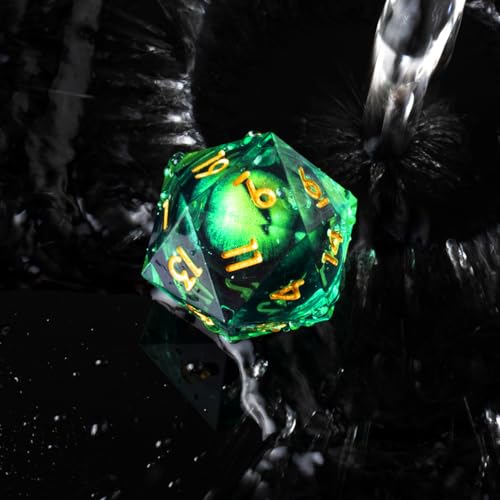 Beholder'S Eye D20 Dice Dragon Eye DND 22MM Single Dice with Resin Sharp Edge 20 Sided D&D Handmade Polyhedral for Dungeons and Dragons, RPG, Roleplaying Games MTG Table Games(Green Gold) - color: D20-green Dragon Eye