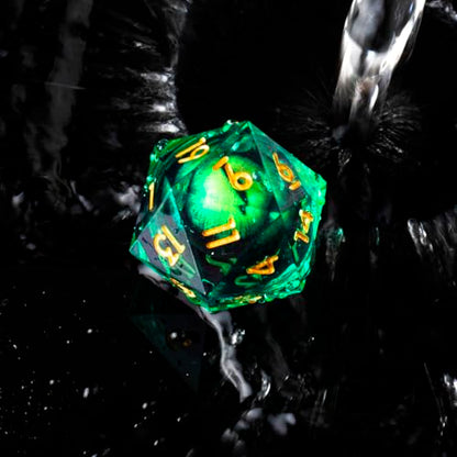 Beholder'S Eye D20 Dice Dragon Eye DND 22MM Single Dice with Resin Sharp Edge 20 Sided D&D Handmade Polyhedral for Dungeons and Dragons, RPG, Roleplaying Games MTG Table Games(Green Gold) - color: D20-green Dragon Eye
