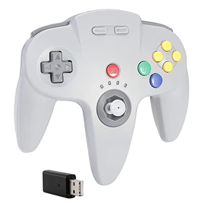 Wireless 2.4 GHz USB N64 Controller Made for Switch 1 & 2 Console (Gray) | (Built-in Vibration) (Rechargeable) (3D Analog Stick) (Plug & Play), Compatible with Switch Online, Windows PC, macOS - color: Wireless Gray
