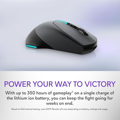 Alienware Wireless Gaming Mouse AW610M, 16000 DPI, 400 IPS, 7 Buttons | USB Wired, Optical Sensor, Programmable Controls, 1000Hz Polling, RGB Lighting, Dark Side of the Moon - color: AW610M - Dark Side of the Moon