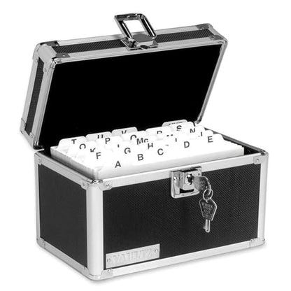 Vaultz Lockable Index Card Holder - Flash Card Organizer for Recipes, Passwords or Studying Holds 450 4x6 Notecards - Index Card Box Study Accessories, Black | Combination lock keeps notecards secure, great for recipes, passwords or studying, durable and
