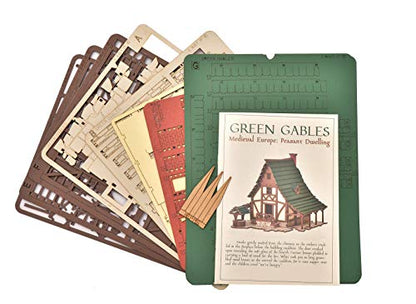 I Built It-PEASANT DWELLING-Architectural Wooden Model Kit-Medieval Europe-3D Puzzle-Terrain Scenery for Tabletop 28mm Miniatures Wargame - (DIY) - Educational Family activity-(Standard Texture) - color: Green Gables 14