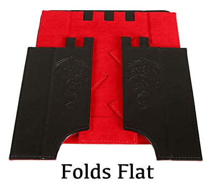 Forged Dice Co. Draco Castle Foldable Dice Tray and Dice Tower - Foldable DND Dice Tray and Dice Rolling Tray Tower - Perfect for Dungeons and Dragons RPG and Tabletop Gaming - color: Red