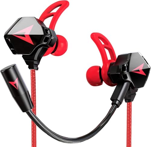 KASOTT Battle Buds Pro in-Ear Gaming Headset with Dual Microphone, Mute and Volume Control, Wired Earphones for Mobile Gaming, Nintendo Switch, Xbox One, PS, PC (Red) - color: NEW-RED