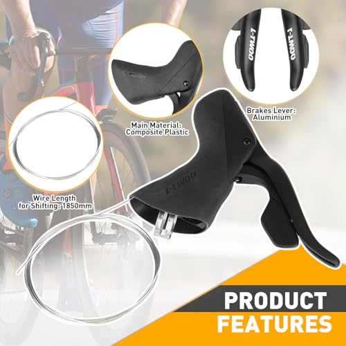 L-TWOO Road Bike Shift Lever 2x7/ 2x8/ 2x9/ 2x10 Speeds Road Bicycle Shifters with Brake Levers Compatible with Shimano - color: 2X8 Speeds