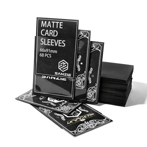 SANZIE Penny Card Sleeves Matte Card Sleeve Deck Card Protector Sleeves Trading Card Sleeve Fit for MTG, TCG, PTCG and Trading Cards 68 Count (Black) - color: Matt Black