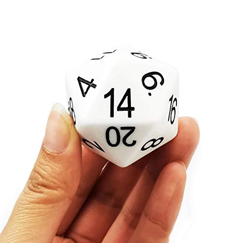 Bescon Jumbo D20 38MM, Big Size 20 Sides Dice Solid White, Big 20 Faces Cube 1.5 inch - color: Solid White