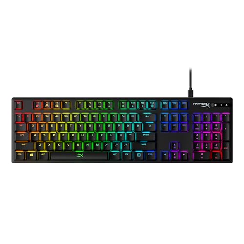 HyperX Alloy Origins - Mechanical Gaming Keyboard, Software-Controlled Light & Macro Customization, Compact Form Factor, RGB LED Backlit - Clicky HyperX Blue Switch, - color: Black, size: Full Size, style: HyperX Blue