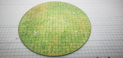 24" Diameter Grassland Playmat with 1" Grid Stitched Edging, Double-Sided with Universal Dungeon Terrain