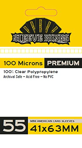 Sleeve Kings Mini American Card Sleeves (41x63mm) 100 Microns, Pack of 55 - size: 41x63mm