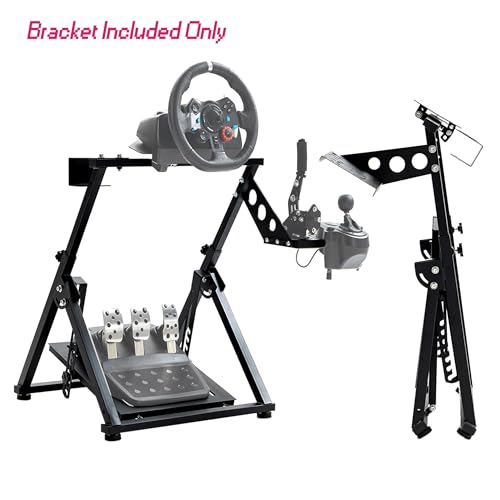 Minneer X-Shape Foldable Racing Simulator Cockpit Fits for Logitech/Thrustmaster/Fanatec/Moza/PXN G29/G920/G923/CSL-DD/R5/T-GT/T248/T300/TS Adjustable Driving Steering Wheel Stand, Not Included Wheel,