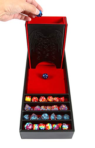 Forged Dice Co. Citadel Dice Tray, Tower and Storage - Perfect for DnD and RPG Gaming - color: Red