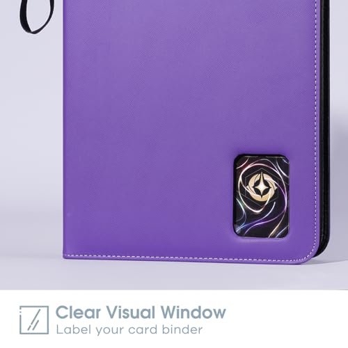 ProCase 900-Pocket Card Binder with Clear Window -Purple | 9 Double-sided Pockets, Trading Cards Colletction Album Holder, Removable Sleeves, Holds MTG, TCG, Sports & Football Cards - color: Purple